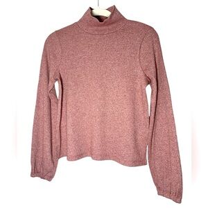 Madewell Heathered Rose Bubble-Sleeve Swing Turtleneck Sz Medium